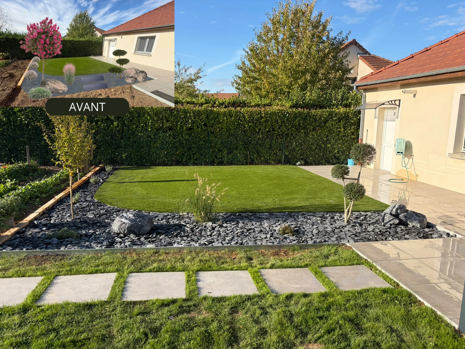 Pose DM Green avec aménagement d'un massif