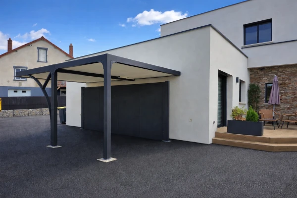 Carport adossé Classic' Toit plat avec dégagement