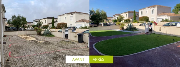 Cour en DM green et enrobé à chaud