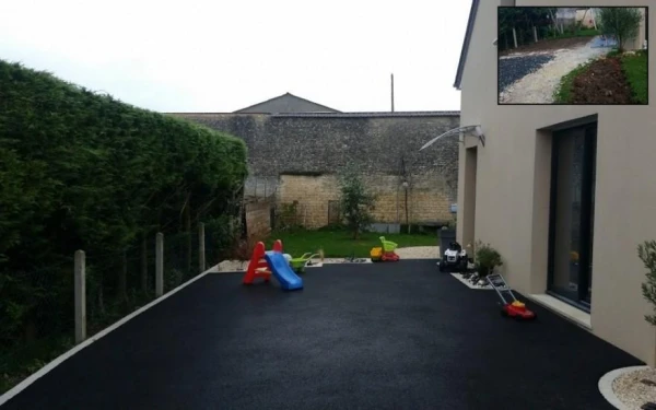 Cour en enrobé noir à chaud