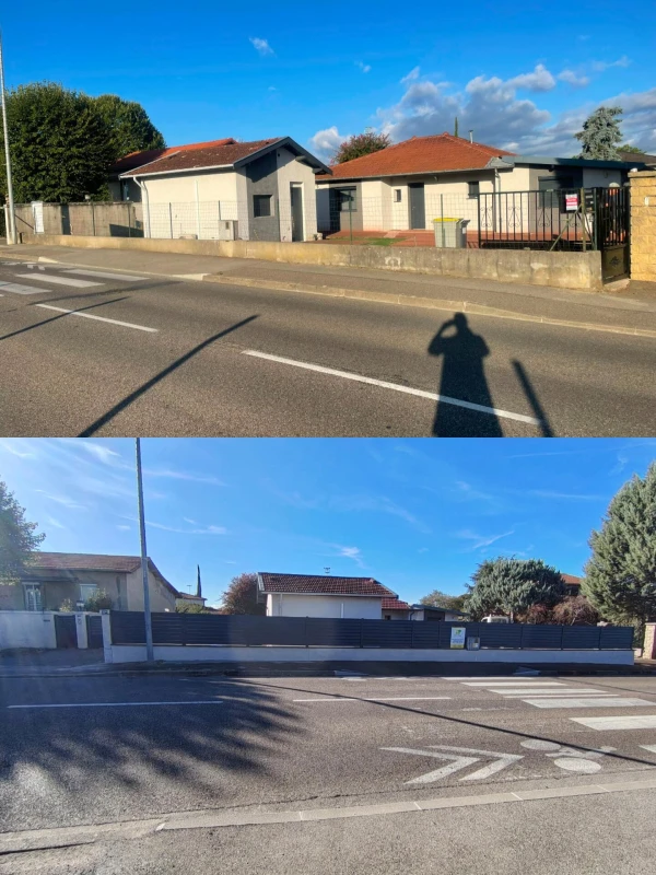 Réalisation d'une clôture aluminium brise-vue sur muret sur la commune de Villette-d'Anthon par l'entreprise Rivoire
