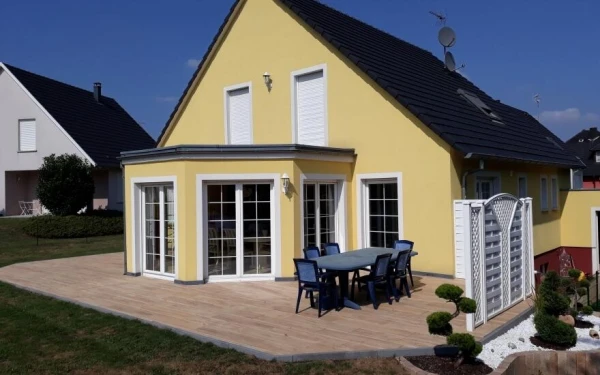 Terrasse en grès cérame et pavage dallage